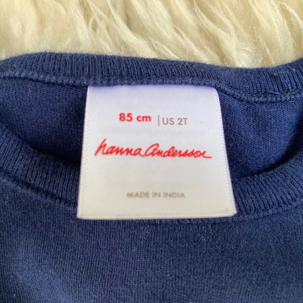 Lot of 2 Hanna Andersson's Girls long sleeve ruffle shoulder tops Blue 18-24m 2T - Picture 7 of 7
